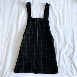 FOREVER21 Grid Zipper Pinafore Dress